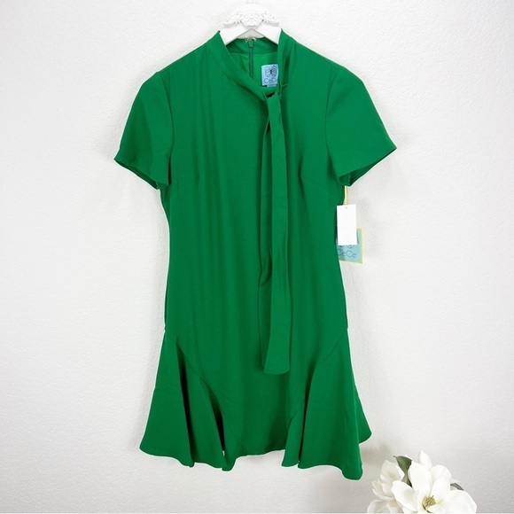 CeCe A-Line Bow Dress Green Size 2 NWT - Picture 2 of 7